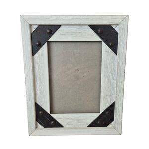 Sheffield Rustic White & Black Wooden Photo Frame Aged Metal Details